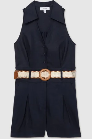 Reiss Anjie 100% Linen Collar Playsuit42
