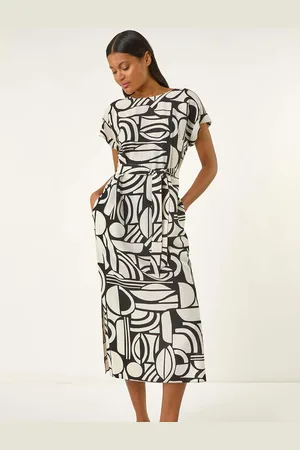 Roman Geometric Textured Midi Dress44