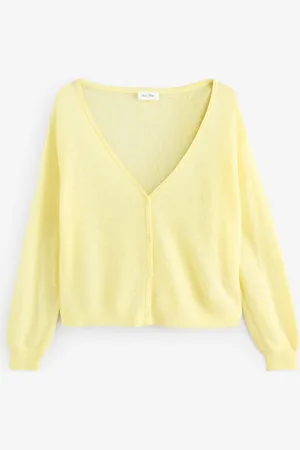American Vintage Yellow Dumy Long Sleeve V-Neck CardiganL