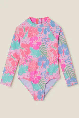 Accessorize Girls Tropical Long Sleeve Swimsuit122128 cm