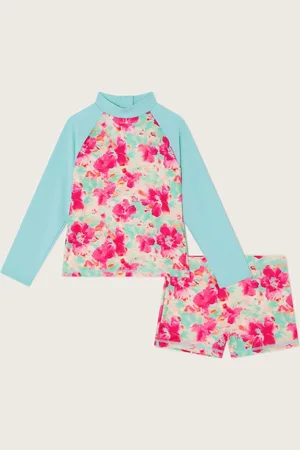 Monsoon Tropical Floral Long Sleeve Swim Top and Shorts Set11