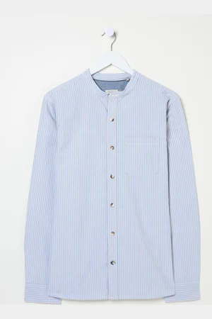 Fat Face FatFace 100% Cotton Long Sleeve Grandad Stripe ShirtM