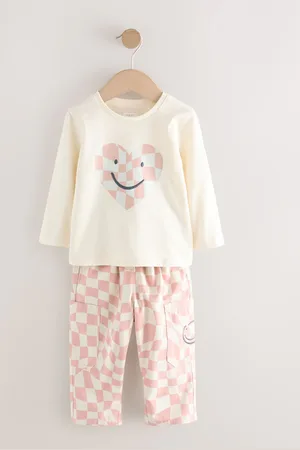 Next 100% Cotton Trousers & Long Sleeve T-Shirt Set (3mths-7yrs)98104 cm