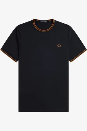 Fred Perry Koszulka z podwójną lamówką i logo , 100% bawełnaXXL