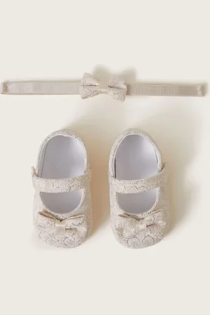 Monsoon Baby Bow Jacquard Booties and Headband Set5662 cm