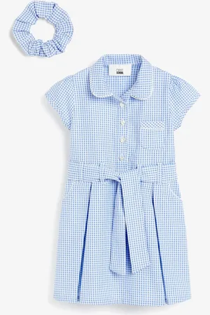 Next 100% Cotton Rich Belted School Dress With Scrunchie (3-14yrs)7 lat (122 cm)