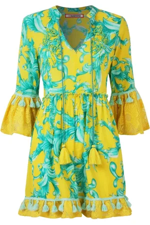 Joe Browns Boho Print Lace Sleeve Beaded 100% Cotton Tunic44