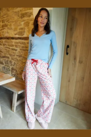 Threadbare 100% Cotton Lace V-Neck Printed Pyjamas Set42