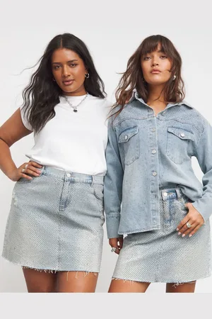 Simply Be Wash Embellished Denim Mini Skirt40