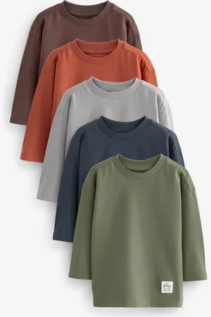 Next 100% Cotton Plain Long Sleeve T-Shirts 5 Pack (3mths-7yrs)3