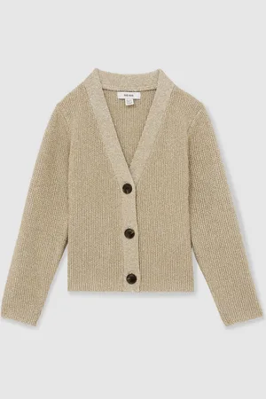 Reiss Mika Metallic-Knit V-Neck Cardigan5