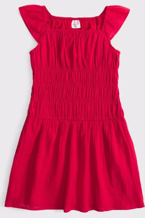 Abercrombie & Fitch Ruched Frill Shoulder Mini Dress134140 cm
