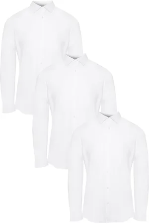 Threadbare Cotton Poplin Long Sleeve Shirts 3 Pack With StretchXL