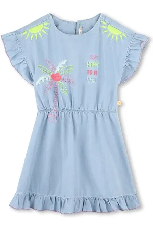 Billieblush Blue Denim Skater Dress With Embroidery Detail128134 cm