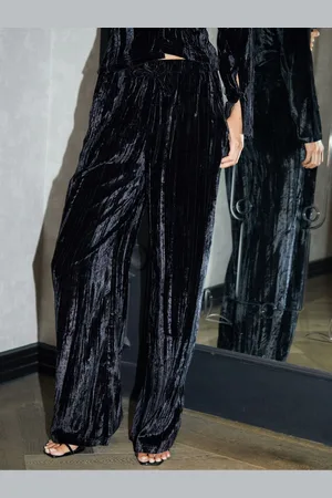 Threadbare Crinkle Velvet Wide Leg Trousers44