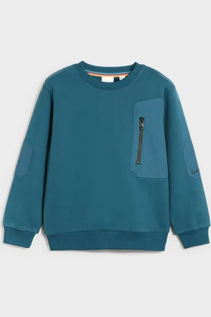 Paul Smith Boys Mid Blue Nylon Panel Crew Neck 100% Cotton Sweatshirt7