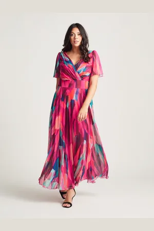 Scarlett & Jo Isabelle Indigo Magenta Angel Sleeve Maxi Dress48