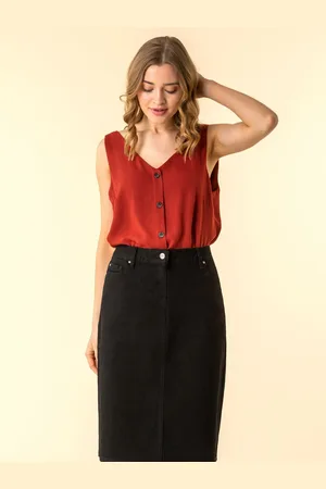 Roman A-Line Knee Length Denim Skirt38