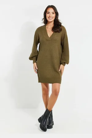 Threadbare V-Neck Knitted Jumper Dress38