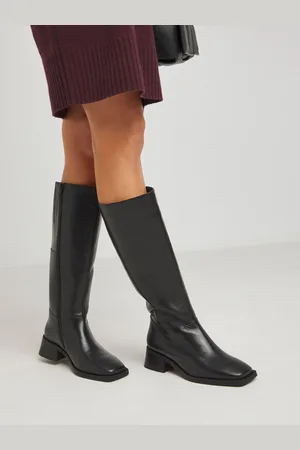 JD Williams Low Block Heel Leather Knee High Boots In Wide Fit Super Curvy CalfEU 38 (UK 5)