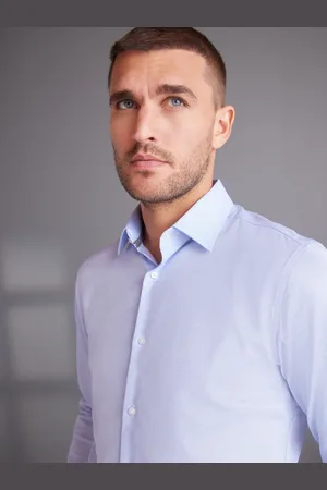 Next Signature Premium 100% Cotton Textured Long Sleeve Single Cuff Shirt41cm R (UK 16 R)