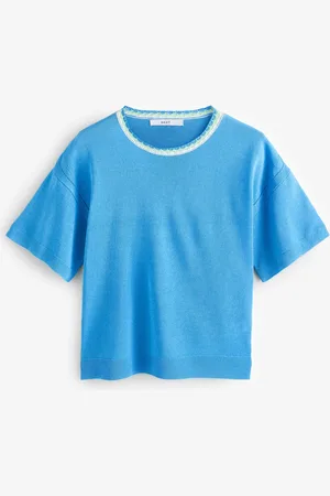 Next Short Sleeve Crew Neck T-Shirt With Linen2XL dla wysokich