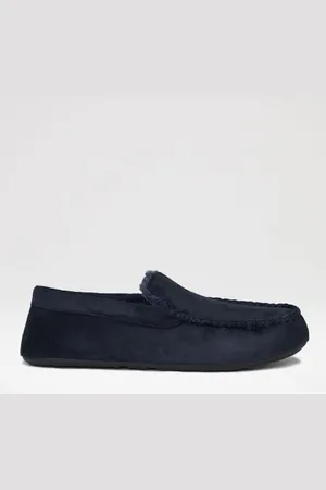 Threadbare Faux Fur Lined Suedette Moccasin SlippersUK 11