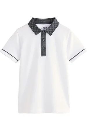 Next 100% Cotton Check Collar Short Sleeve Polo Shirt (3-16yrs)110116 cm