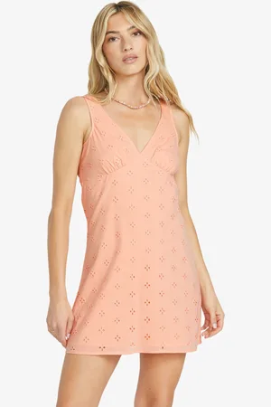 Billabong Pink 100% Cotton Feeling Lovely Broderie V-Neck DressEU 36 (UK 8)