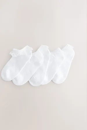 Next Cotton Rich Trainer Ruffle Socks 5 Pack with Cushioned SolesUK 3