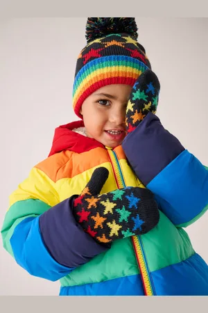 Little Bird Rainbow Striped Mittens/Gloves Set1