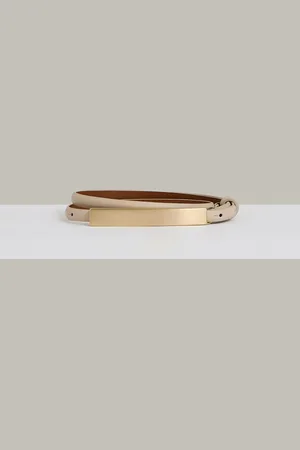 Reiss Ivy Leather Bar-Buckle Skinny BeltL