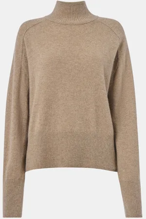 Whistles Brown Cashmere Funnel Neck JumperM