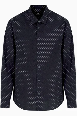 Armani Exchange Logo Print Blue 100% Cotton ShirtM
