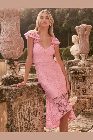 Lipsy London Lace Flutter Sleeve Bodycon Midi Dress36