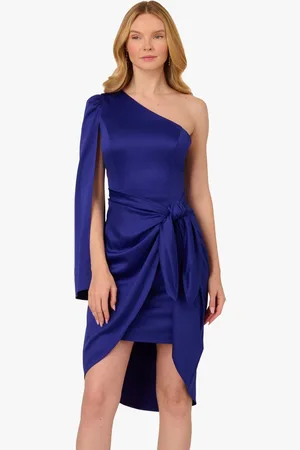 Adrianna Papell Blue Side Knot Draped Dress46