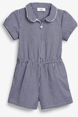 Next Kombinezon szkolny w kratkę Gingham z zamkiem z przodu i dużą zawartością bawełny (3-14 lat)7 lat (122 cm)