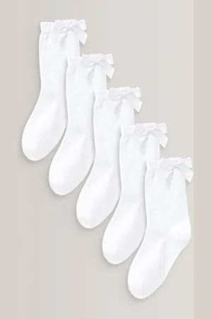 Next 5 Pack Cotton Rich Bow Ankle School SocksUK 9-12 Jnr