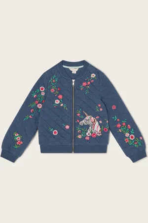 Monsoon Floral Print Unicorn Quilted Bomber 100% Cotton Jacket7