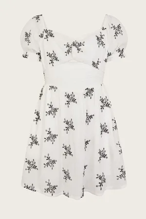 Monsoon Broderie Floral Puff Sleeve Dress158164 cm