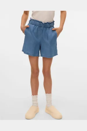 VERO MODA High Rise Lightweight Denim Frill Shorts140146 cm