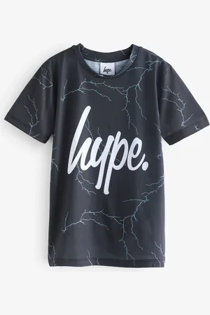 Hype Czarna chłopięca koszulka w 100% z bawełny z motywem błyskawicy9