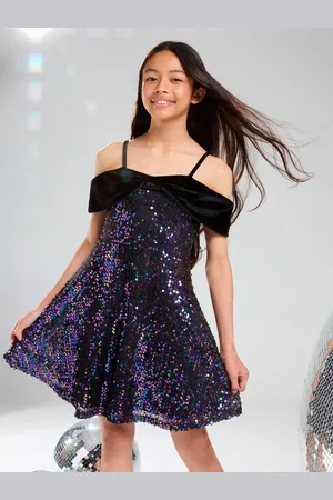 Lipsy London Sukienka na imprezę 2 w 1 z cekinami i kokardą (5-16 lat)6 lat (116 cm)