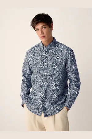 Next Long Sleeve Aztec Style Printed 100% Cotton Shirt5XL