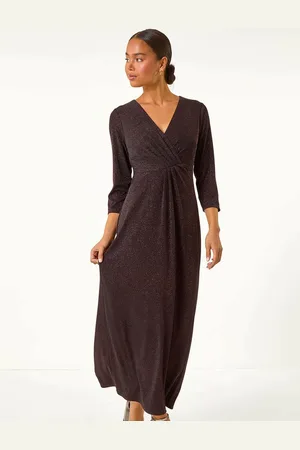 Roman Petite Gathered Glitter Maxi Stretch Dress42