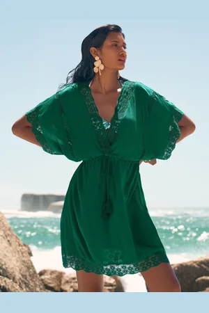 Love & Roses Mini Lace Trim Tassel Tie Detail Kaftan40