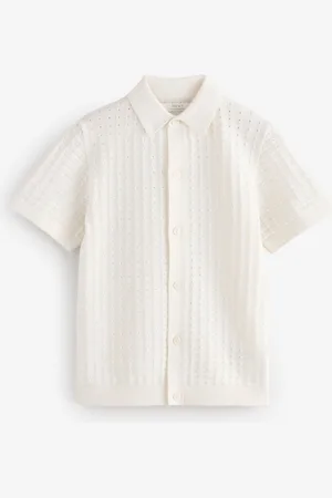 Next Short Sleeve Knitted Button Through 100% Cotton Polo Shirt (3-16yrs)14 lat (164 cm)