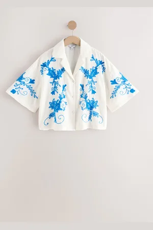Next Doublecloth Relaxed Short Sleeve Shirt With EmbroideryEU 46 (UK 18)