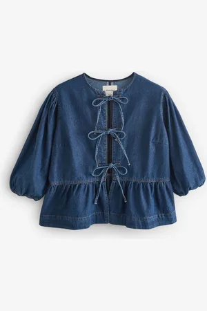 Simply Be Tie Front Denim Peplum Blouse40