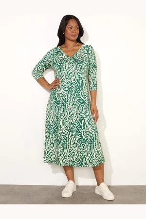 Live Unlimited London Curve Mono Print Jersey Ruched Front Dress42